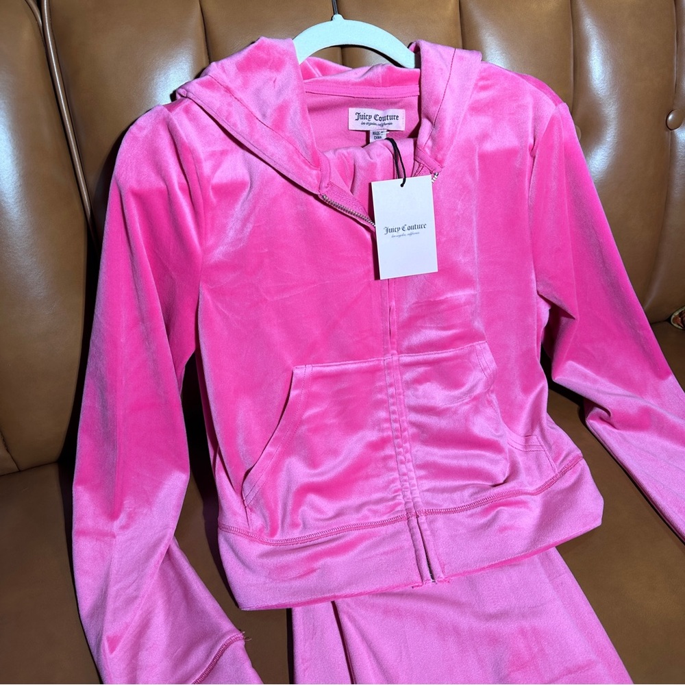 Juicy Couture Pink Velour Tracksuit Set NWT Hot Pink/silver